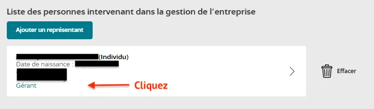 Cliquez sur chaque dirigeant