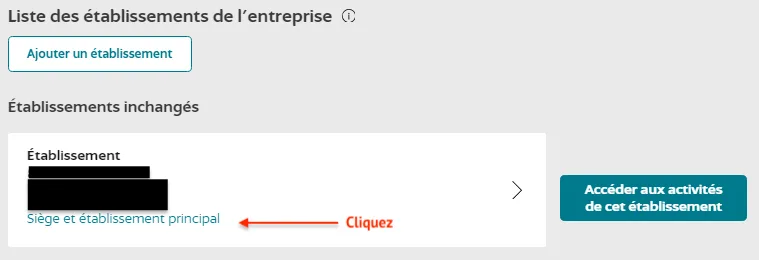 Cliquez sur l'établissement