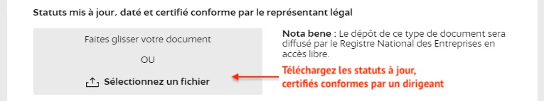 Téléchargez les statuts certifiés conformes par un dirigeant