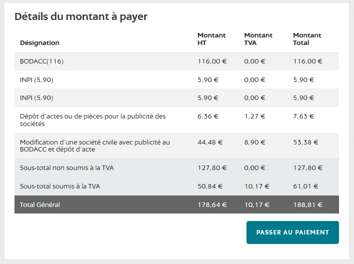 Cliquez sur passer au paiement