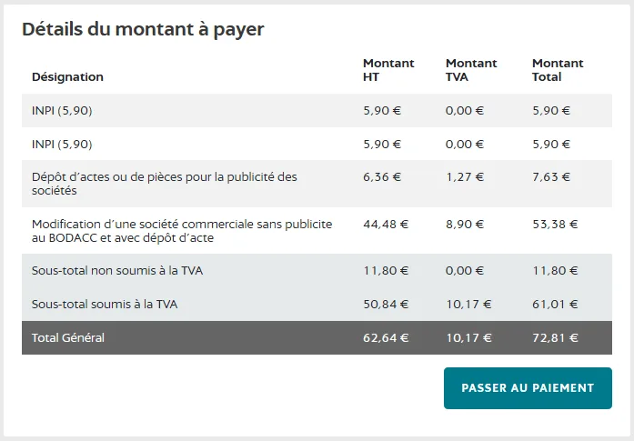 Cliquez sur passer au paiement