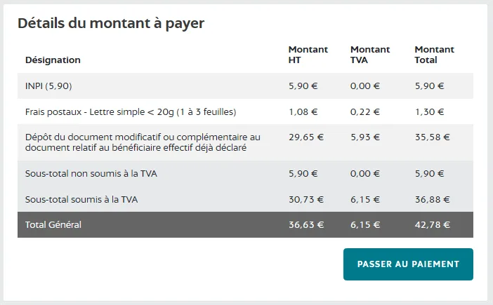 Cliquez sur passer au paiement