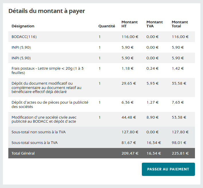Cliquez sur passer au paiement