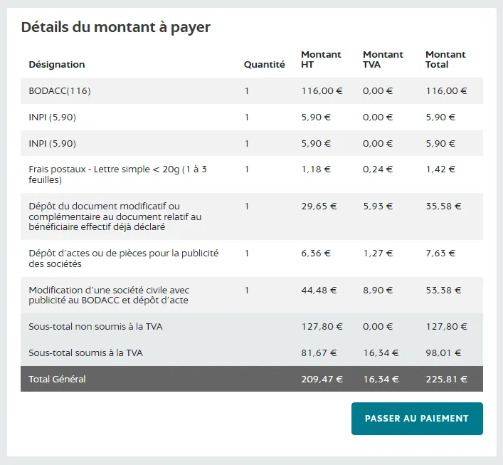 Cliquez sur passer au paiement
